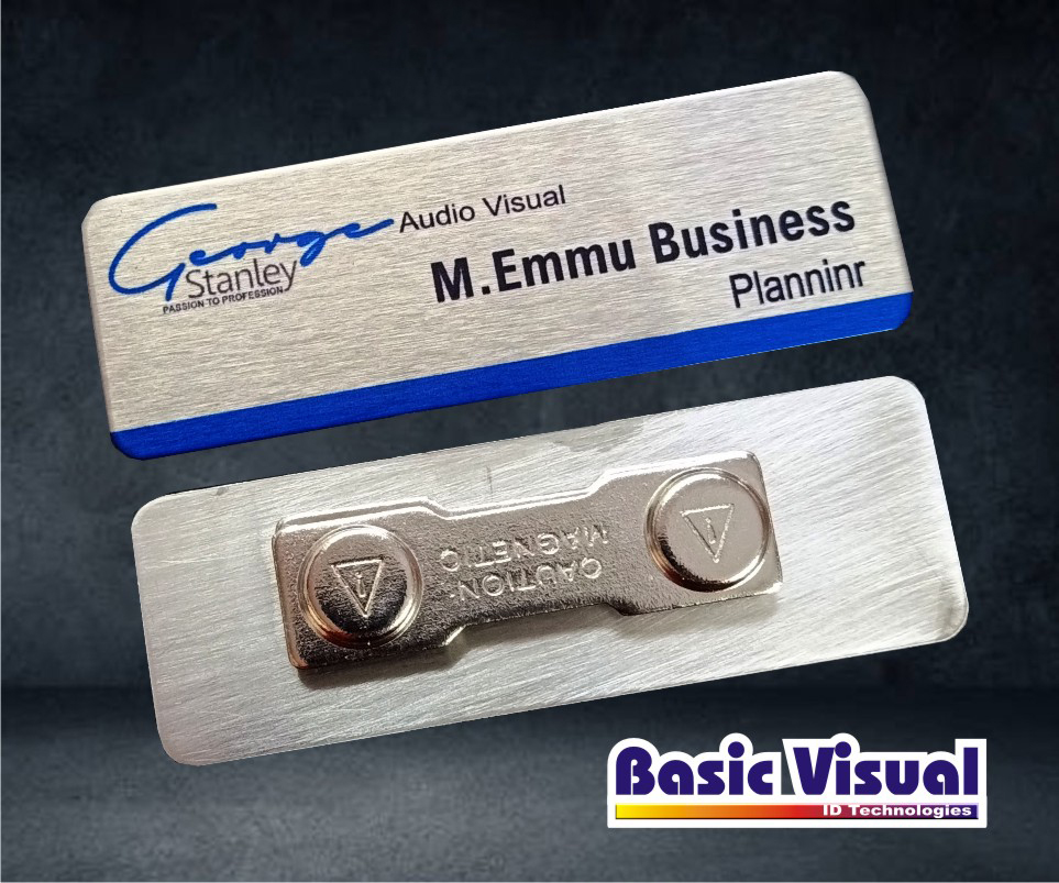 SS Rectangle Name Badges/Tags for Exhibitions 1 inch X 3 inch Full Colour digital Printed